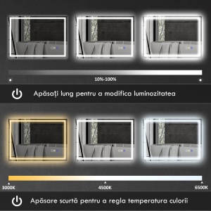 Oglindă Baie Antiaburire cu Lumină LED și Difuzor Bluetooth 50x70 cm - Img 6