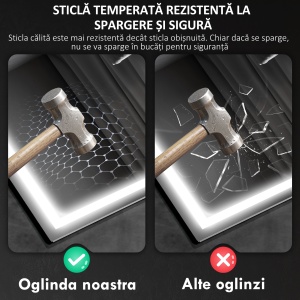 Oglindă Baie Antiaburire cu Lumină LED și Difuzor Bluetooth 50x70 cm - Img 8