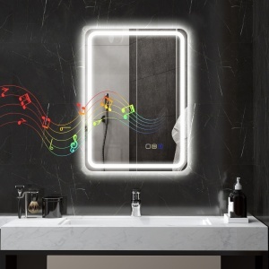 Oglindă de Baie Bluetooth LED 50 x 70 cm cu Anticeață - Argintiu - Img 2