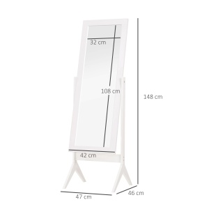 Oglindă de dimensiuni mari cu 4 picioare și unghi reglabil, din lemn și sticlă, 47x46x148 cm, Alb - Img 3