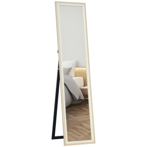 Oglindă de Podea Modernă, Oglindă de Perete și Podea Bicoloră pentru Dormitor și Hol, 37x157 cm, Alb