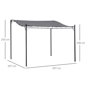 Pavilion Cort Foisor 3x3m pentru Gradina sau Terasa cu perdea Gri - Img 3