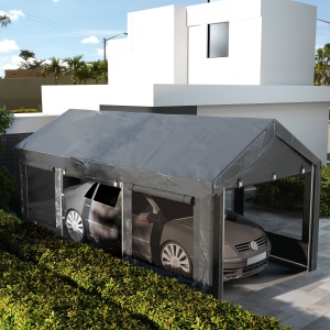 Pavilion de Grădină cu Înălțime Reglabilă, 4 Uși și 4 Ferestre, 6x3 m, Gri Închis - Img 2