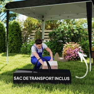 Pavilion Pliabil cu Înălțime Reglabilă și Geantă de Transport, 300x300x273 cm, Negru - Img 7