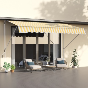 Perdea Soare de Perete cu Stalp pentru Sprijin, Alb si Galben, 300x150cm - Img 2