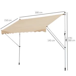 Perdea Soare Infasurata Usor de Transportat Bej 300x150cm - Img 3