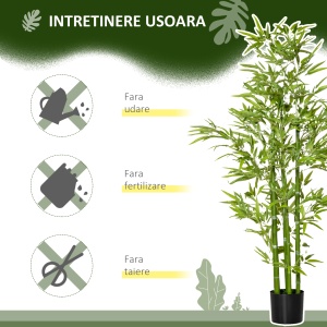 Planta Artificiala de Bambus 150 cm Inaltime cu Ghiveci Inclus pentru Interior si Exterior - Verde - Img 7