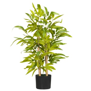 Plantă Artificială de Bambus, Înălțime 60 cm, din Poliester și PP, Verde, cu Vas de Ciment Ø15x12.5 cm - Img 1