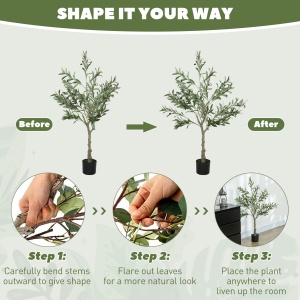 Plantă Artificială de Măslin cu 450 de Frunze, 20 de Măsline și Ghiveci Inclus, Ø15x120 cm, Verde - Img 6
