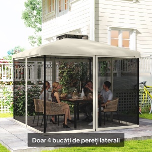 Plasa de Tantari pentru Corturi cu Perdele de Rezerva Universale cu Balamale, 302x207cm - Negru / Bej - Img 5