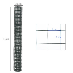 Plasa Metalica pentru Gradina Acoperita cu PVC pentru Garduri Exterioare, 500x91cm, Verde - Img 3
