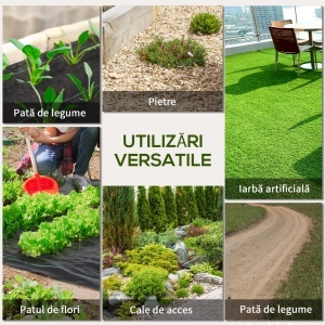 Plasă pentru Mulcire Permeabilă și Anti-UV din Polipropilena, pentru Grădină și Curte, 100x1 m, Negru - Img 7