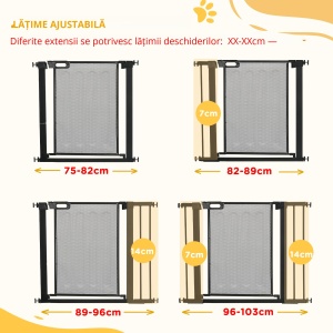 Poarta de Siguranta Reglabila 76–103 cm pentru Usi/Scari – Negru - Img 6