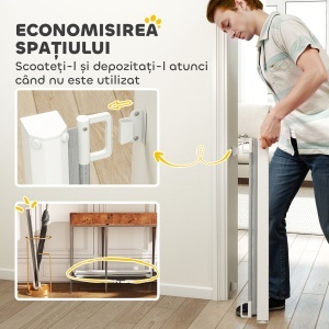 Poartă Extensibilă pentru Câini până la 115 cm, Alb și Gri - Img 5