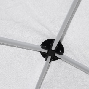 Pop Up Foisor 2,45 x 2,45 m rezistent la apa cu franghii si cuie de otel si tesatura Oxford alba - Img 8