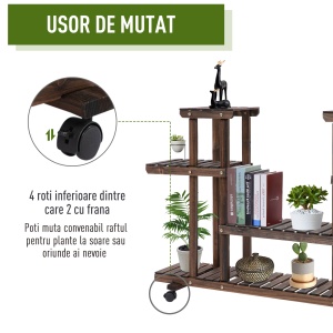 Raft pentru Flori – 4 Niveluri Lemn pentru Interior sau Gradina - Img 7