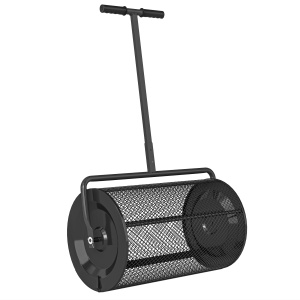 Răspânditor Compost de 75L cu Mâner Reglabil în Formă de T din Metal Negru - Img 1
