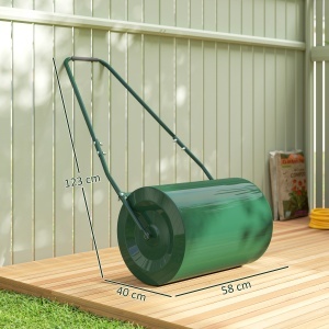 Rola de Gazon 63L, cu Lamă Răzuitor, din Metal, 123x58x40 cm, Verde Închis - Img 3