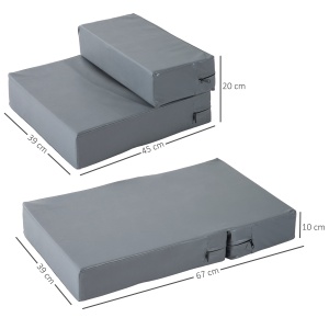 Scarita pentru Caini Saltea 2 in 1 din PU si Spuma de Cauciuc 45x39x20cm Gri - Img 3