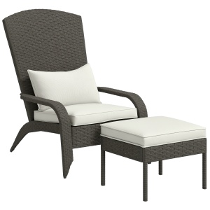 Scaun Adirondack cu taburet din rachita pentru terasa, S - Img 1