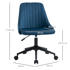 Scaun Birou Catifea Albastru – Reglabil & Pivotant 360° - Img 3