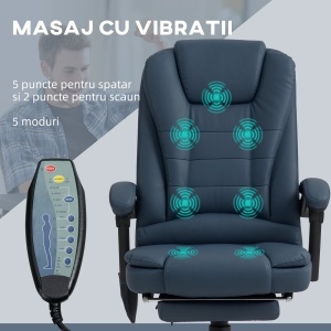 Scaun Birou Ergonomic cu 7 Puncte de Masaj și Suport Picioare Reglabil, Albastru - Img 4