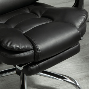 Scaun de Birou din Piele artificiala Neagra Inaltime Reglabila cu Spatar Rabatabil la 145° si Suport pentru Picioare, 64,5x69x117-127 cm - Img 9