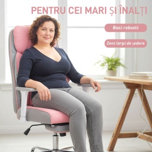Scaun de birou ergonomic cu brațe reglabile, suport pentru picioare și tetieră, roz - Img 8