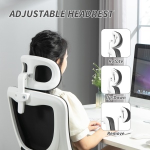 Scaun de Birou Ergonomic cu Tetieră Detașabilă Negru - Img 7