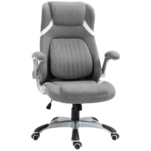 Scaun de Birou Ergonomic din Țesătură Respiranta Efect In, Înălțime Reglabilă, 68x76x109-117cm, Gri - Img 1