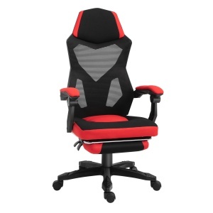 Scaun de Birou Ergonomic și Reclinabil cu Suport pentru Picioare Negru și Roșu - Img 1