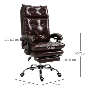 Scaun de Birou Ergonomic Suport pentru picioare Detasabil Inaltime Reglabila Maro - Img 3