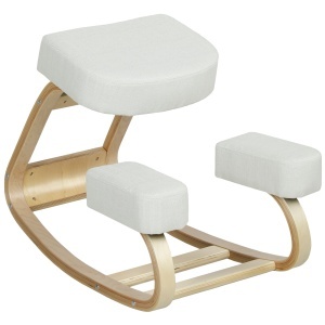 Scaun ergonomic pentru genunchi din mesteacăn și pernă Crem