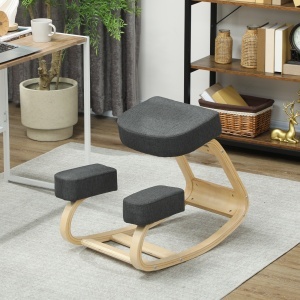 Scaun Ergonomic pentru Genunchi din Mesteacăn și Pernă Gri - Img 8