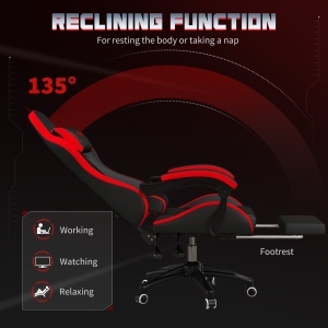 Scaun Gaming cu Înălțime Reglabilă, Scaun Gaming Ergonomic cu Spătar Rabatabil, 65x65x121-129 cm, Negru - Img 5