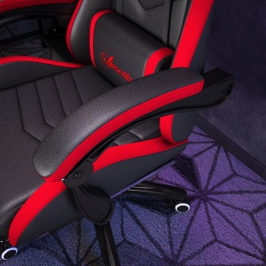 Scaun Gaming cu Înălțime Reglabilă, Scaun Gaming Ergonomic cu Spătar Rabatabil, 65x65x121-129 cm, Negru - Img 9