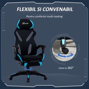 Scaun Gaming Ergonomic 65×65×119‑129 cm Negru/Albastru - Img 7