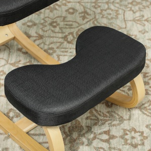 Scaun genunchi ergonomic, din Țesătură cu Aspect de In și Lemn, 50x73x55 cm, Negru - Img 8