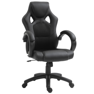 Scaun pentru birou,cu roti rotative la 360°, scaun gaming, inaltimea reglabila, Negru