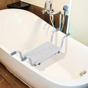 Scaun pentru Cadă din Aliaj de Aluminiu, Plastic și Lățime Reglabilă, 73-83x22x18 cm, Alb - Img 2