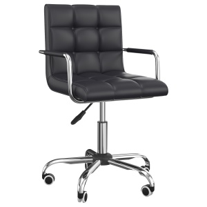 Scaun Rotativ cu Brațe din Piele Sintetică, Negru 52.5x54x94cm - Img 1