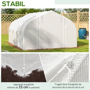 Sera Cabina 4 x 3 m, Pereti Laterali Rulabili cu Fermoar, Usa cu Plasa, 8 Ferestre cu Plasa, Cort Tunel de Sera - Img 8