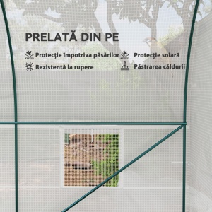 Seră de Grădină Tip Tunel cu Cadru din Oțel și 4 Ferestre în PE 2.5x2x2m, Alb - Img 4