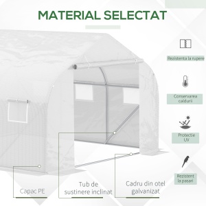 Sera Gradina 450×300×200 cm – Fier & PE, Acoperis inclinat - Img 4