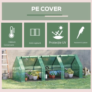 sera gradina cu prelata, 270x90x90cm, verde - Img 6