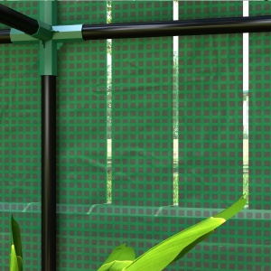 Sera Mini cu 3 Niveluri, Copertină din PE cu Armătură și Ușă Rulabilă, 100x40x150 cm, Verde - Img 9
