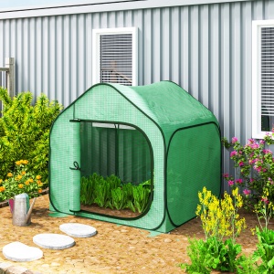 Sera pentru Gradina Metal+PE – 150×148×148 cm Verde, Usa Fermoar - Img 2