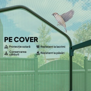 Sera Portabilă, Seră pentru Plante, Flori, Structură Exterioară cu 4 Rafturi, Acoperire PE, Verde - Img 4