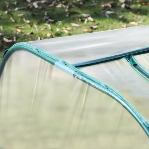 Sera tip tunel din otel si folie PVC impermeabila si anti-UV cu 4 usi cu fermoar, 395x100x80 cm, verde inchis si transparenta - Img 8