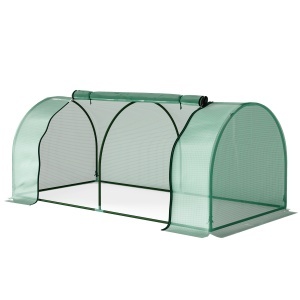 Sera Tunel din Otel si cu Capac din PVC, 200x100x80 cm, Transparent si Verde - Img 1